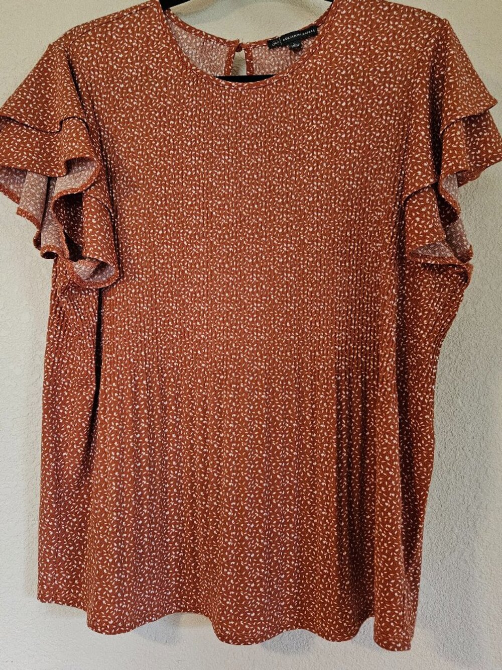 Adrianna Papell Ruffle-sleeve Brown and white Blouse
